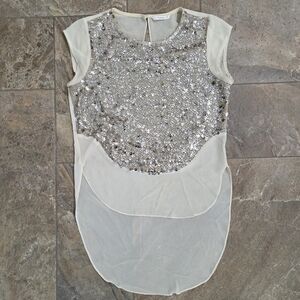 Esley Silver Sequin Cream Blouse Holiday Christmas Party‎ Sparkle Women S